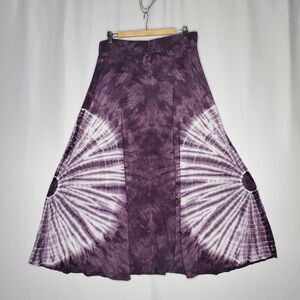 Tryst Tie Dye Skirt XL Purple Stretch Full Aline Whimsigoth Hippie Witchy